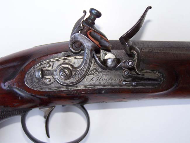 A Cased pair of English Flintlock 'Gentleman's' Traveling Pistols by Thomas Mortimer, GUNMAKER TO HIS MAJESTY, London, circa 1810-1815. — image 6